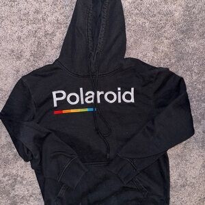 Polaroid Black Hoodie with Rainbow Detail
